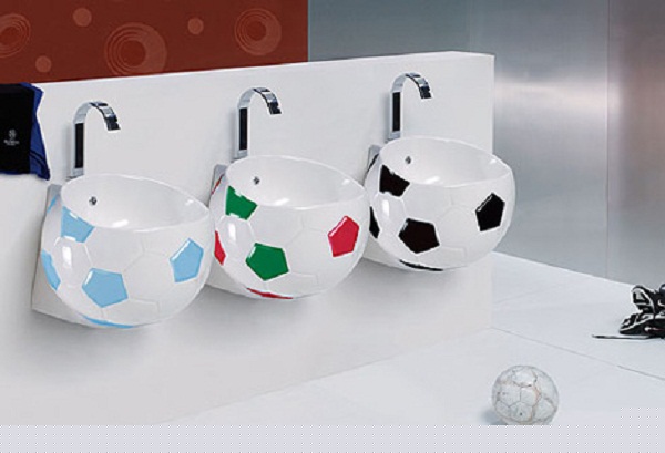 bathroom design with soccer theme